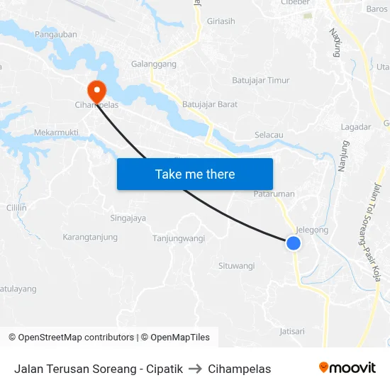Jalan Terusan Soreang - Cipatik to Cihampelas map