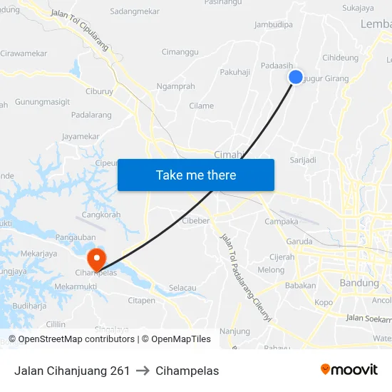 Jalan Cihanjuang 261 to Cihampelas map