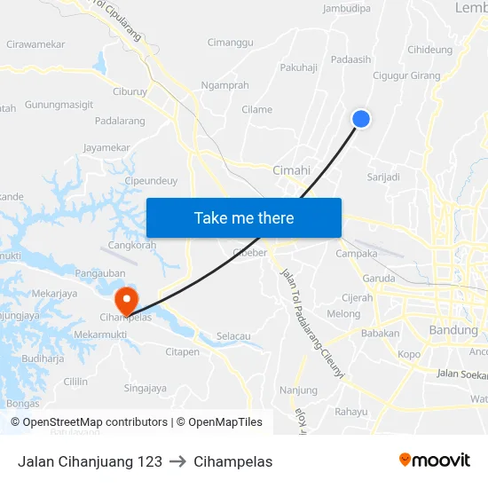 Jalan Cihanjuang 123 to Cihampelas map
