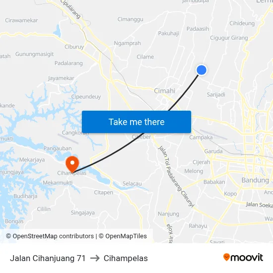 Jalan Cihanjuang 71 to Cihampelas map