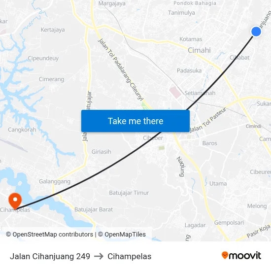 Jalan Cihanjuang 249 to Cihampelas map