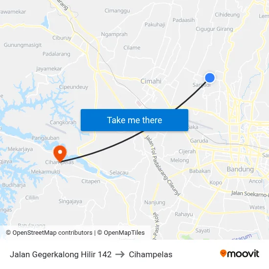 Jalan Gegerkalong Hilir 142 to Cihampelas map