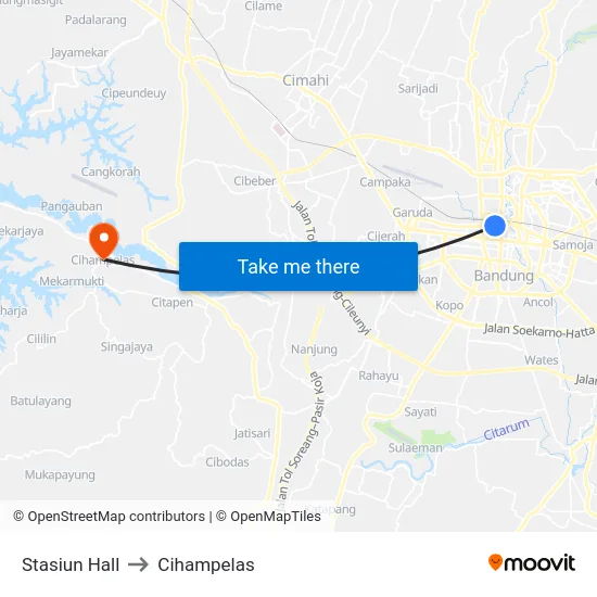Stasiun Hall to Cihampelas map