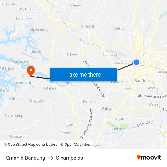 Sman 6 Bandung to Cihampelas map