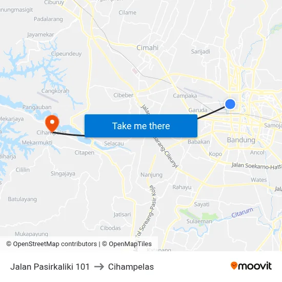 Jalan Pasirkaliki 101 to Cihampelas map