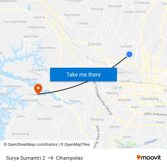 Surya Sumantri 2 to Cihampelas map