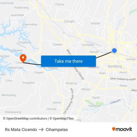 Rs Mata Cicendo to Cihampelas map