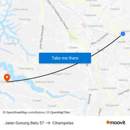 Jalan Gunung Batu 57 to Cihampelas map