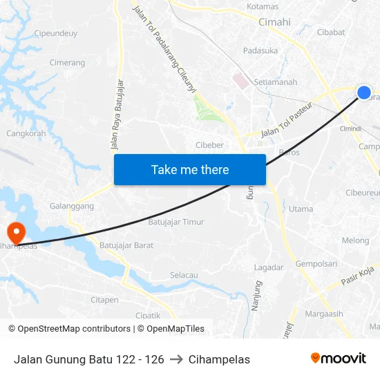 Jalan Gunung Batu 122 - 126 to Cihampelas map