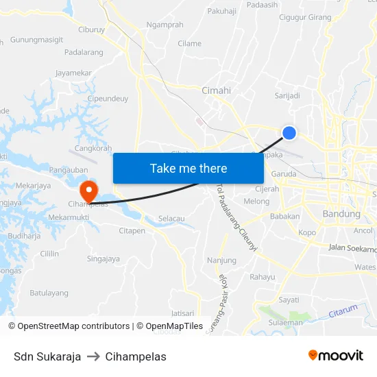 Sdn Sukaraja to Cihampelas map