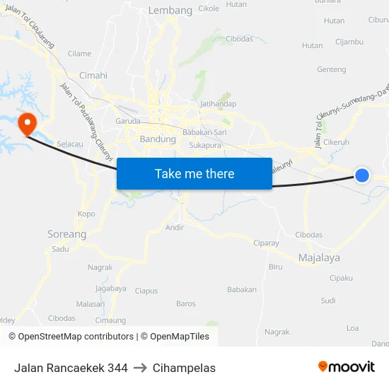 Jalan Rancaekek 344 to Cihampelas map