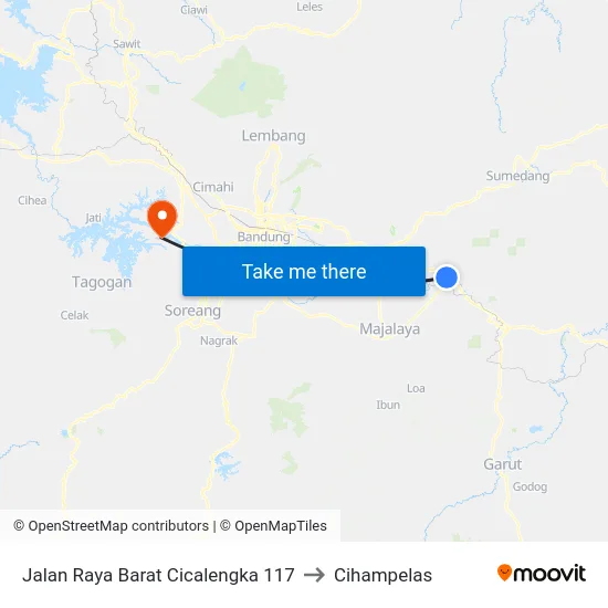 Jalan Raya Barat Cicalengka 117 to Cihampelas map