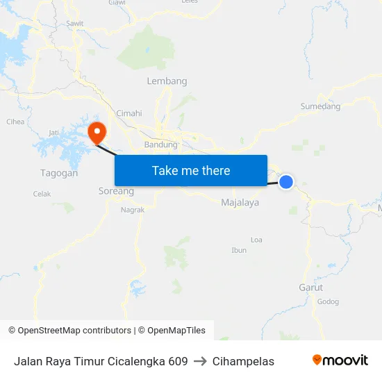 Jalan Raya Timur Cicalengka 609 to Cihampelas map