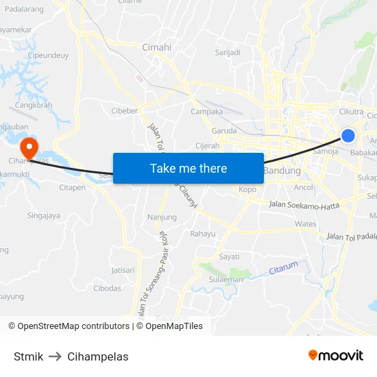 Stmik to Cihampelas map