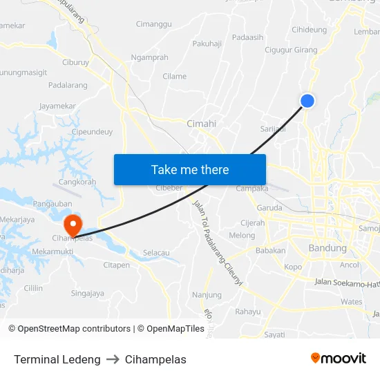 Terminal Ledeng to Cihampelas map
