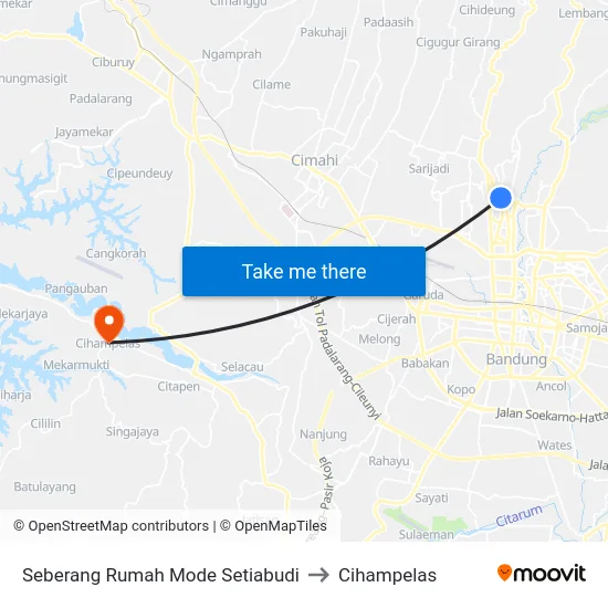 Seberang Rumah Mode Setiabudi to Cihampelas map