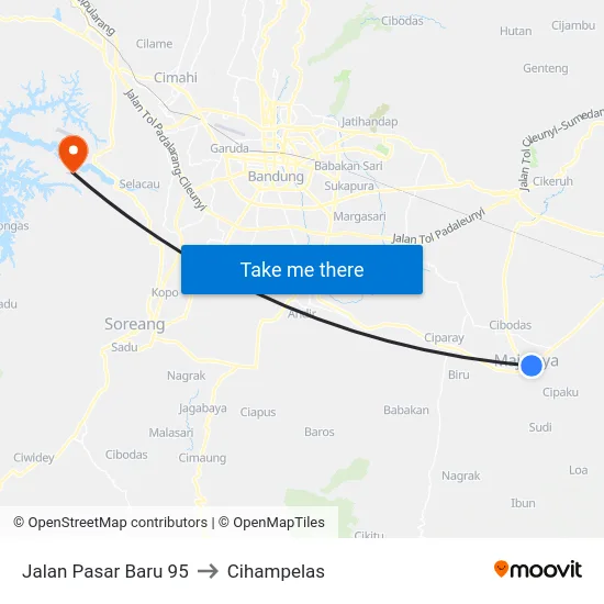 Jalan Pasar Baru 95 to Cihampelas map