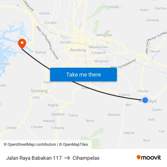 Jalan Raya Babakan 117 to Cihampelas map