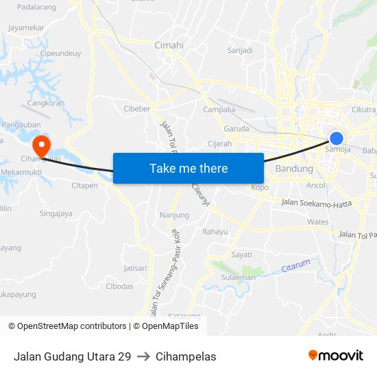 Jalan Gudang Utara 29 to Cihampelas map