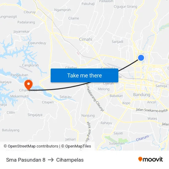 Sma Pasundan 8 to Cihampelas map