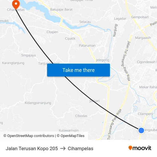 Jalan Terusan Kopo 205 to Cihampelas map