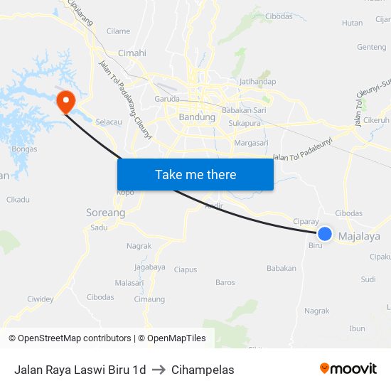 Jalan Raya Laswi Biru 1d to Cihampelas map