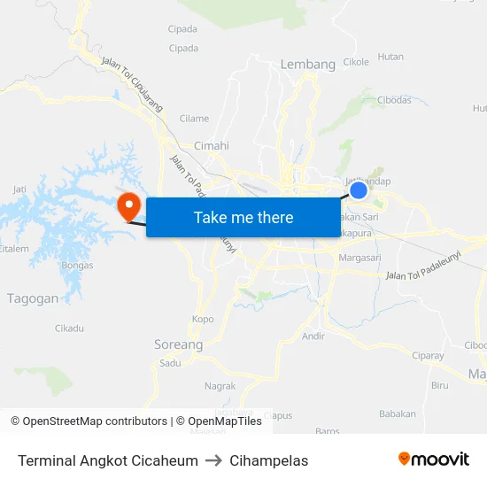 Terminal Angkot Cicaheum to Cihampelas map