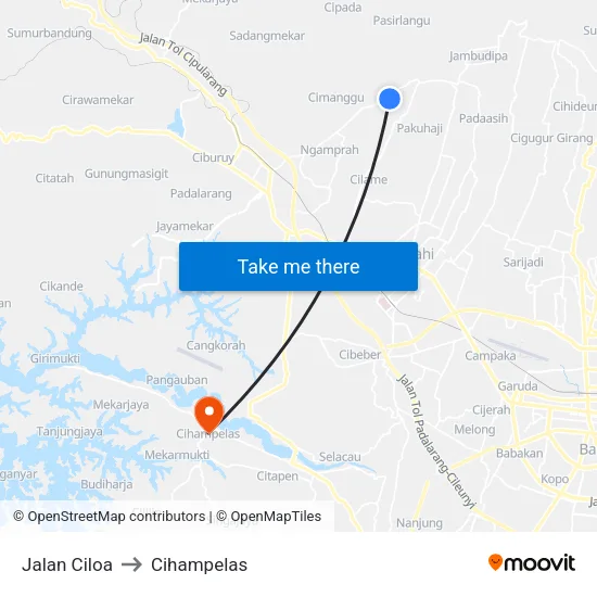 Jalan Ciloa to Cihampelas map