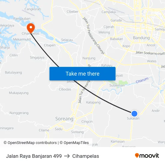 Jalan Raya Banjaran 499 to Cihampelas map