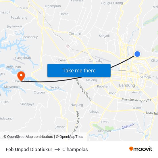 Feb Unpad Dipatiukur to Cihampelas map