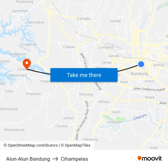Alun-Alun Bandung to Cihampelas map