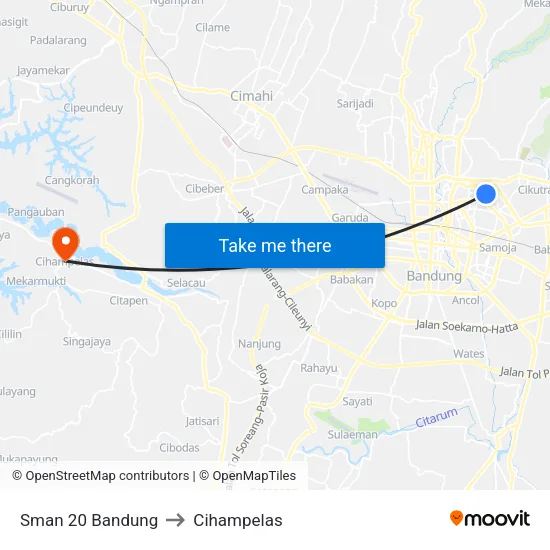 Sman 20 Bandung to Cihampelas map