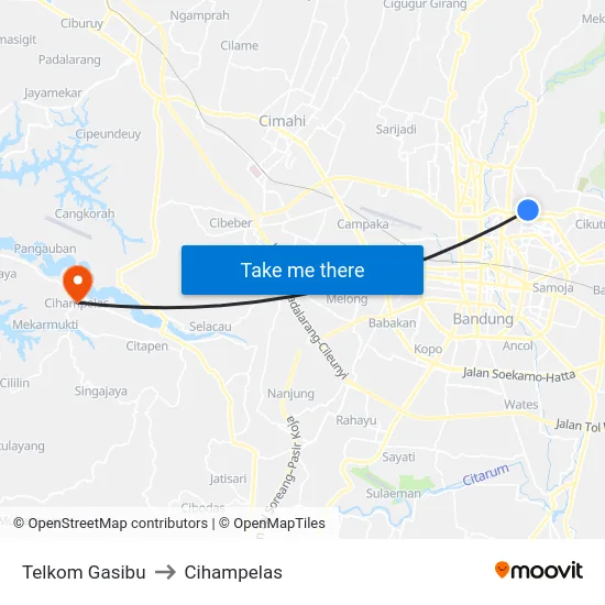 Telkom Gasibu to Cihampelas map