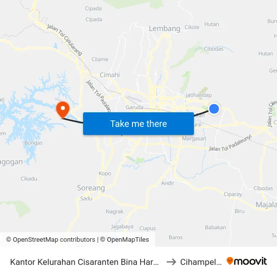 Kantor Kelurahan Cisaranten Bina Harapan to Cihampelas map