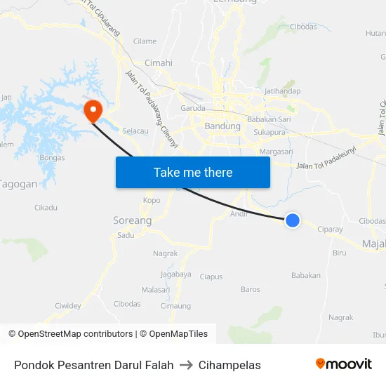 Pondok Pesantren Darul Falah to Cihampelas map