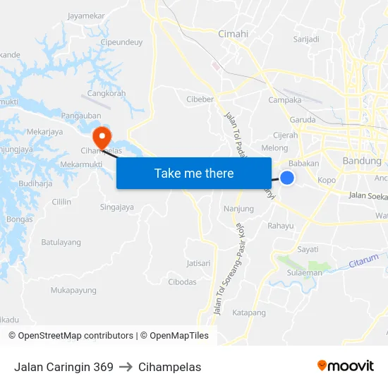 Jalan Caringin 369 to Cihampelas map