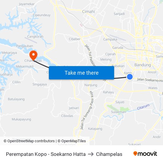Perempatan Kopo - Soekarno Hatta to Cihampelas map