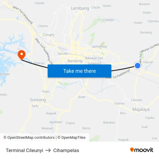 Terminal Cileunyi to Cihampelas map