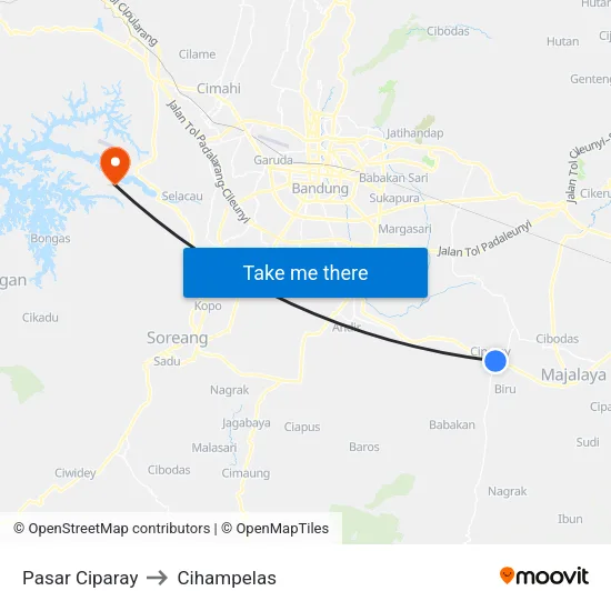 Pasar Ciparay to Cihampelas map