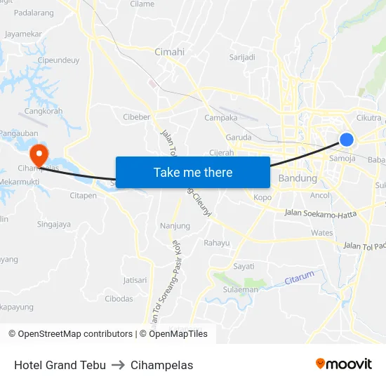 Hotel Grand Tebu to Cihampelas map