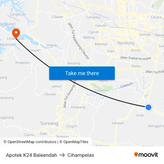 Apotek K24 Baleendah to Cihampelas map