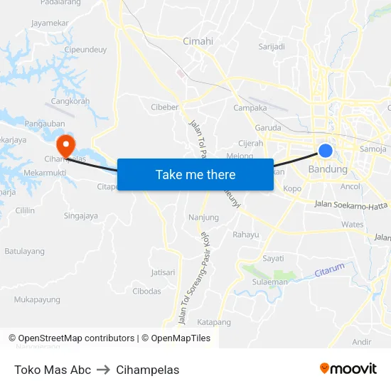 Toko Mas Abc to Cihampelas map