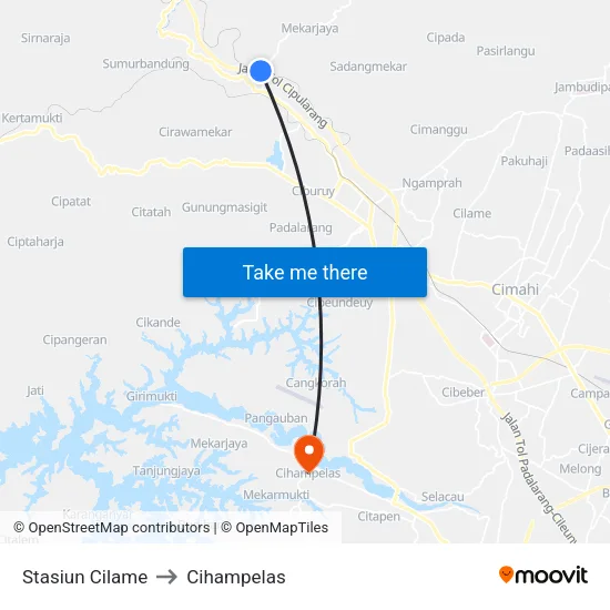 Stasiun Cilame to Cihampelas map