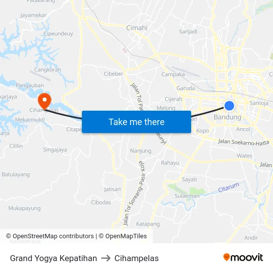 Grand Yogya Kepatihan to Cihampelas map