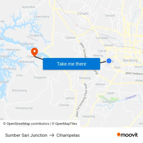 Sumber Sari Junction to Cihampelas map
