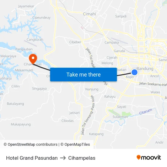 Hotel Grand Pasundan to Cihampelas map