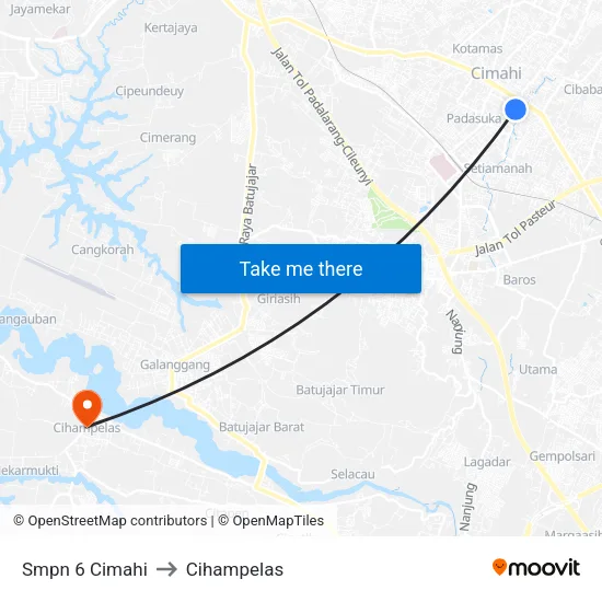 Smpn 6 Cimahi to Cihampelas map