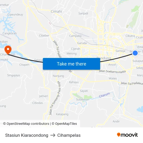 Stasiun Kiaracondong to Cihampelas map