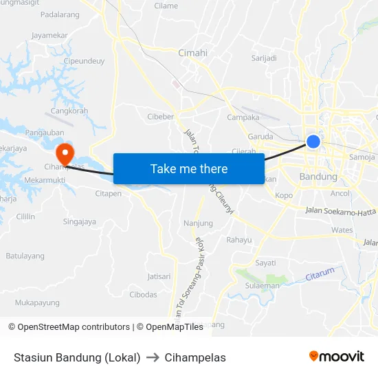 Stasiun Bandung (Lokal) to Cihampelas map
