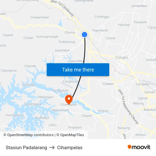 Stasiun Padalarang to Cihampelas map